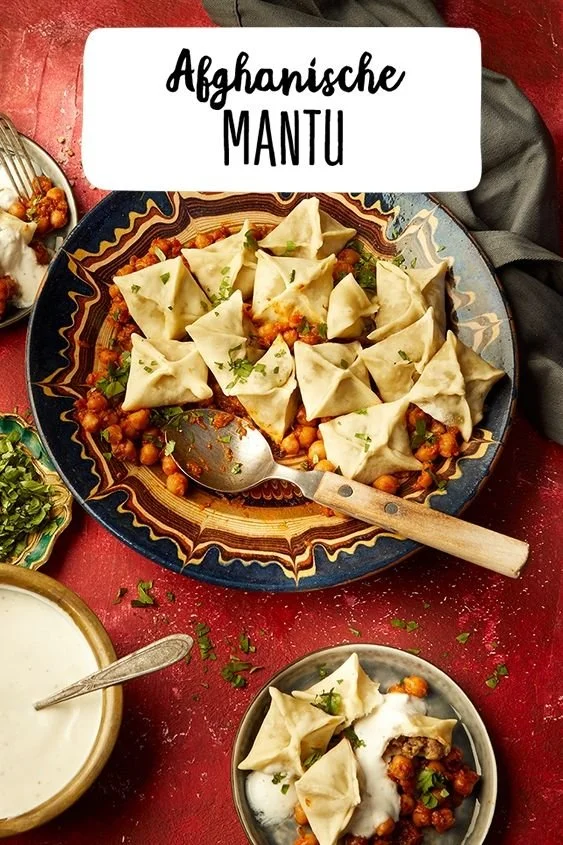 Afghanische Mantu, gefüllte Teigtaschen aus der afghanischen Küche