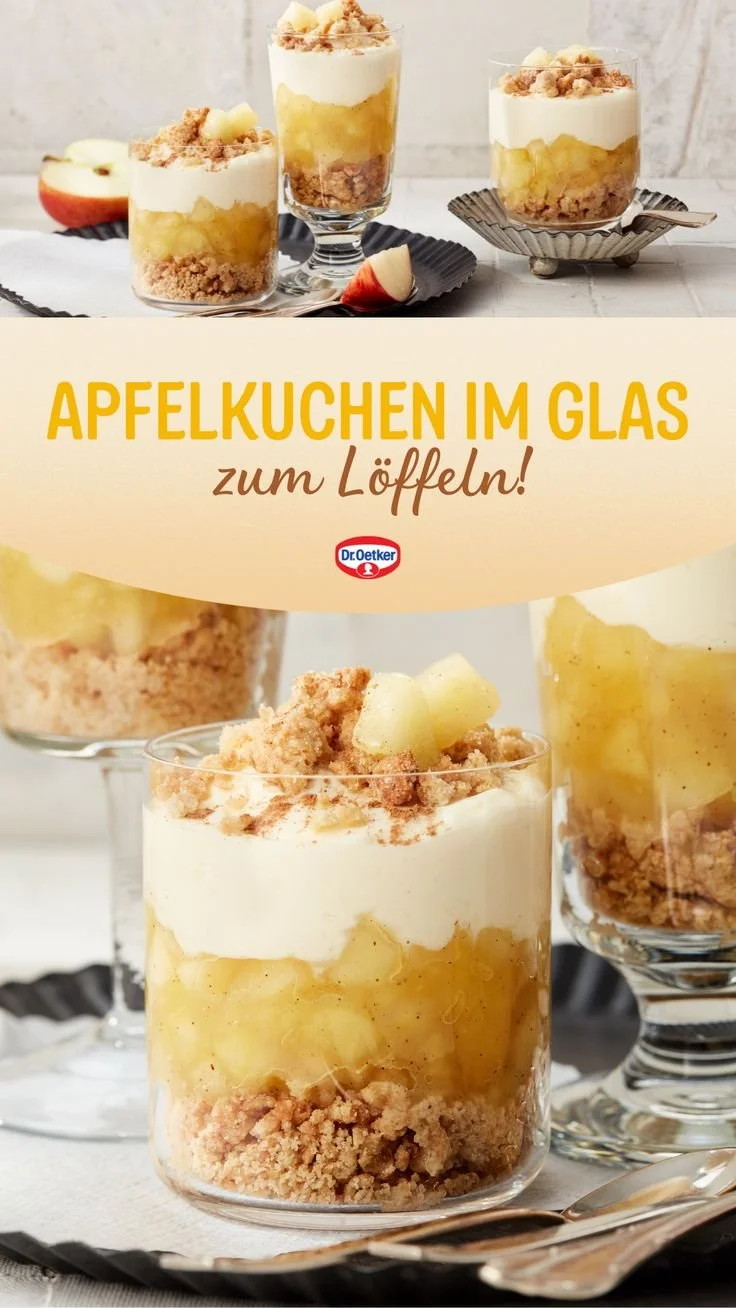 Apfelkuchen im Glas zum Löffeln - leckeres Dessert Rezept