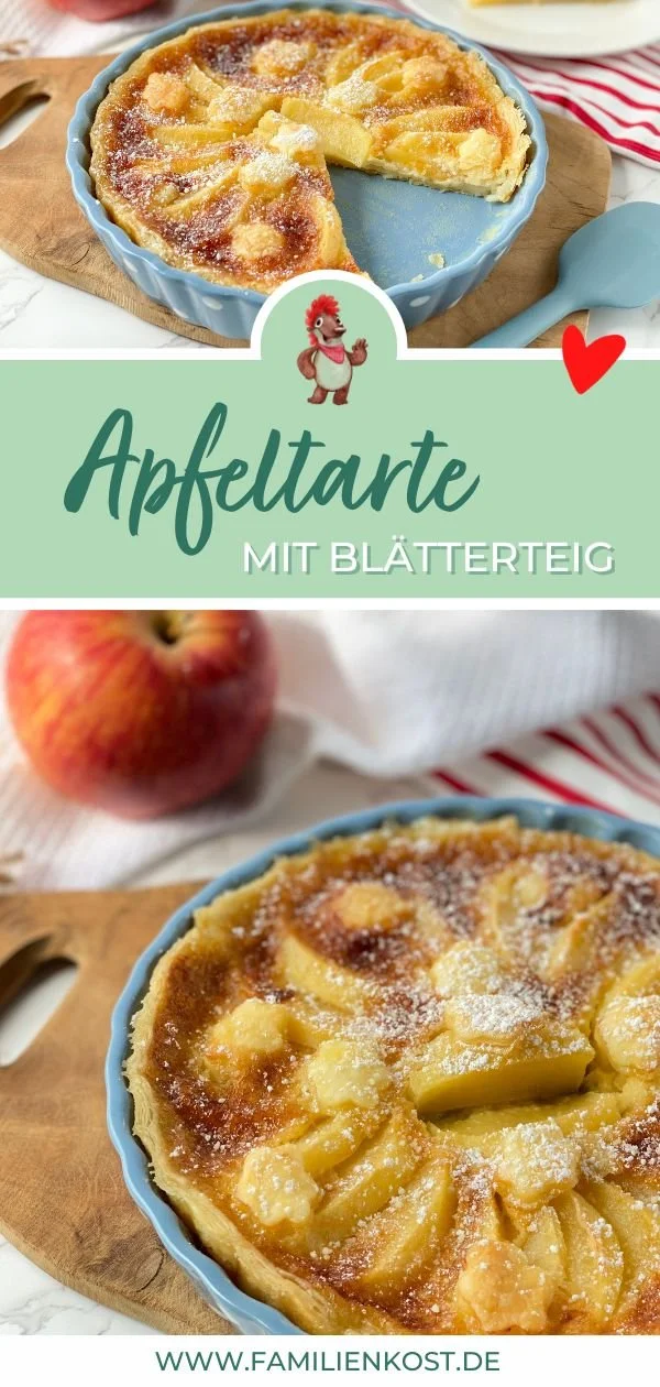Leckere Apfeltarte aus Blätterteig mit frischen Äpfeln und Zimt
