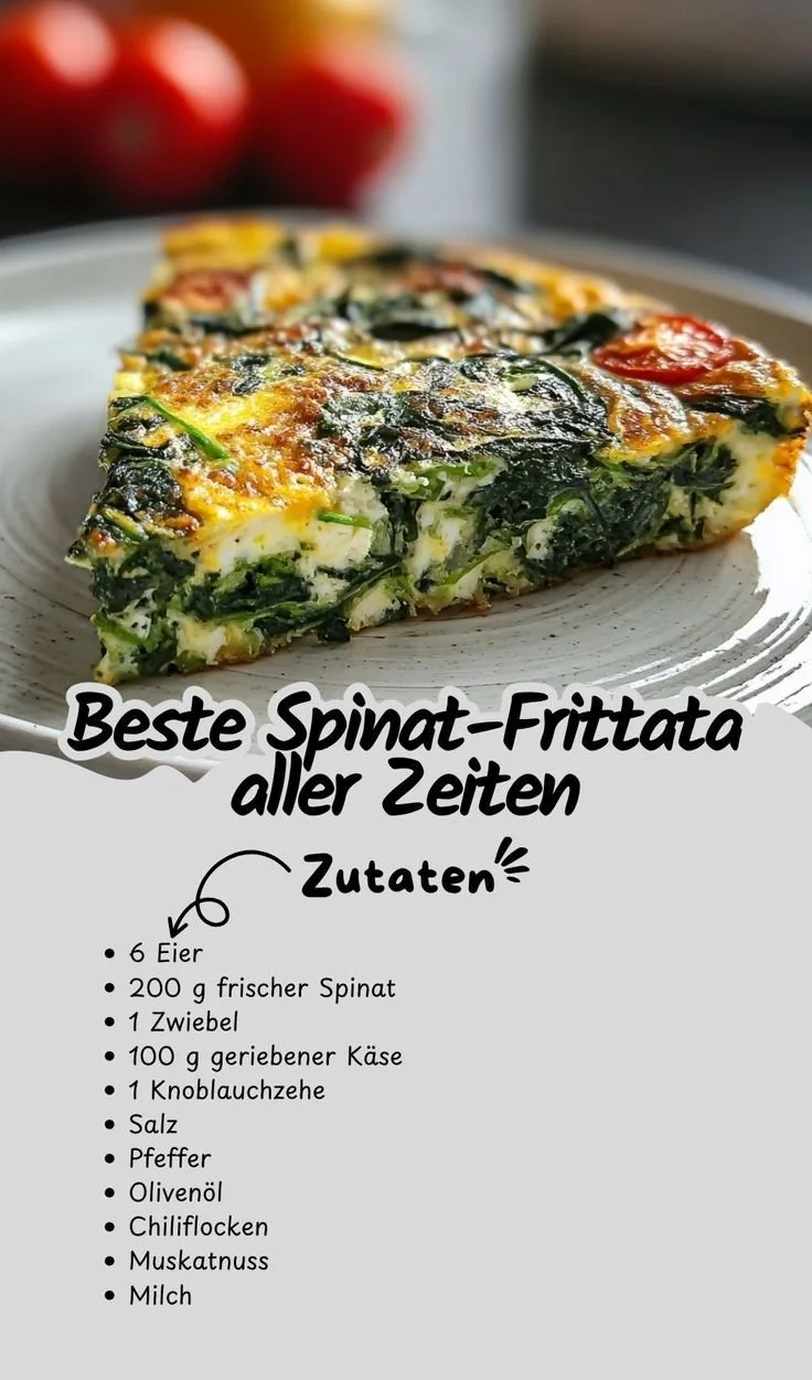 Leckere Spinat-Frittata frisch aus dem Ofen mit gesunden Zutaten