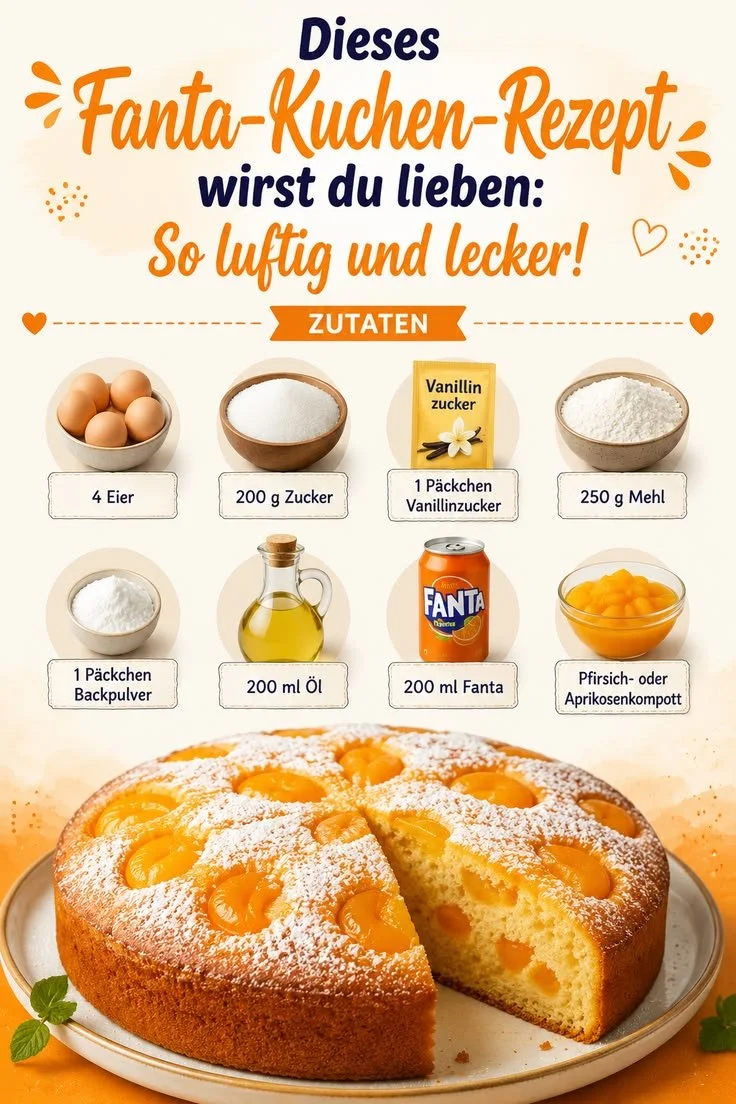 Luftiger und leckerer Fanta-Kuchen auf einem Teller serviert