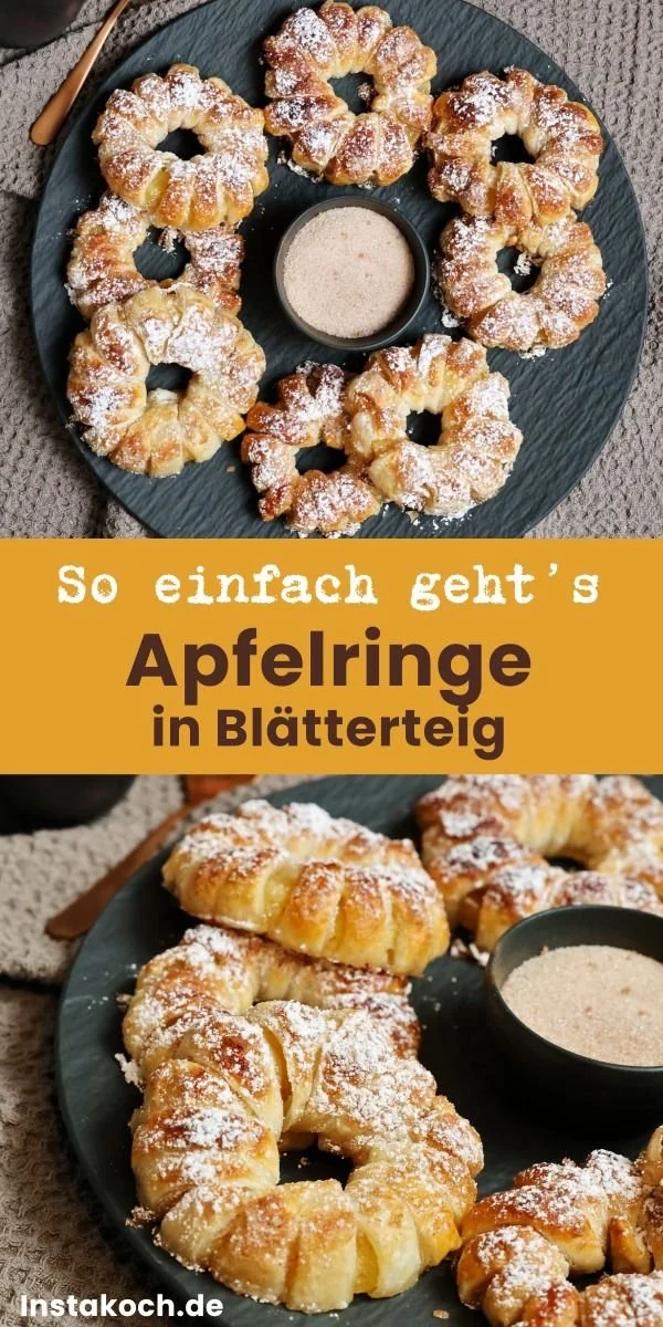 Einfache Apfelringe in Blätterteig als leckerer Snack