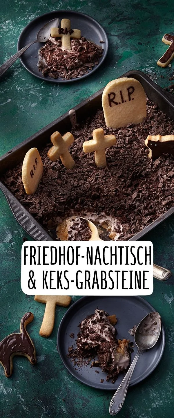Grabstein-Kekse als kreatives Dessert für Friedhofsnachtisch