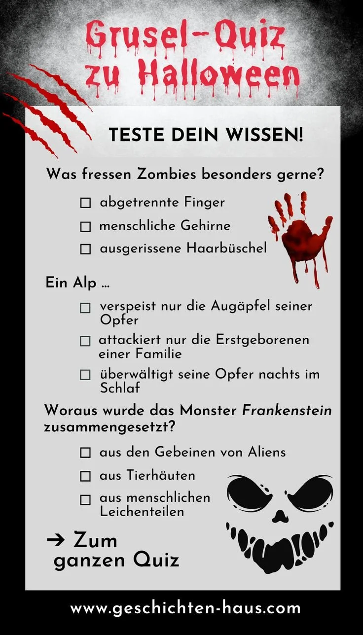 Gruselige Halloween Quizfragen zur Unterhaltung auf der Halloween-Party