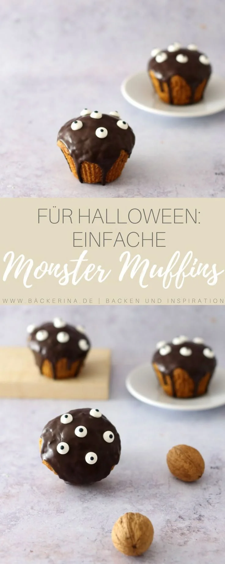 Gruselige Monster Muffins aus Rübliteig für Halloween