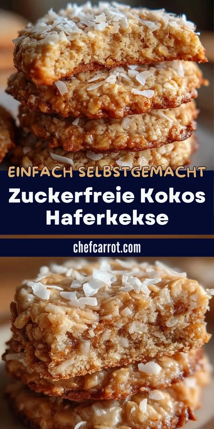 Kokos Haferkekse frisch gebacken auf einem Teller