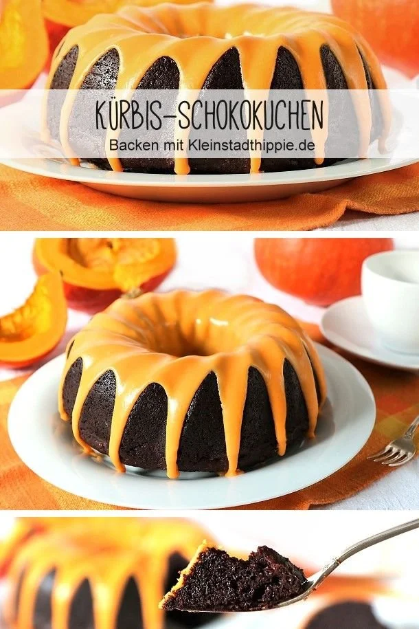 Kürbis-Schokokuchen, saftiger Kuchen mit Schokolade und Kürbis.