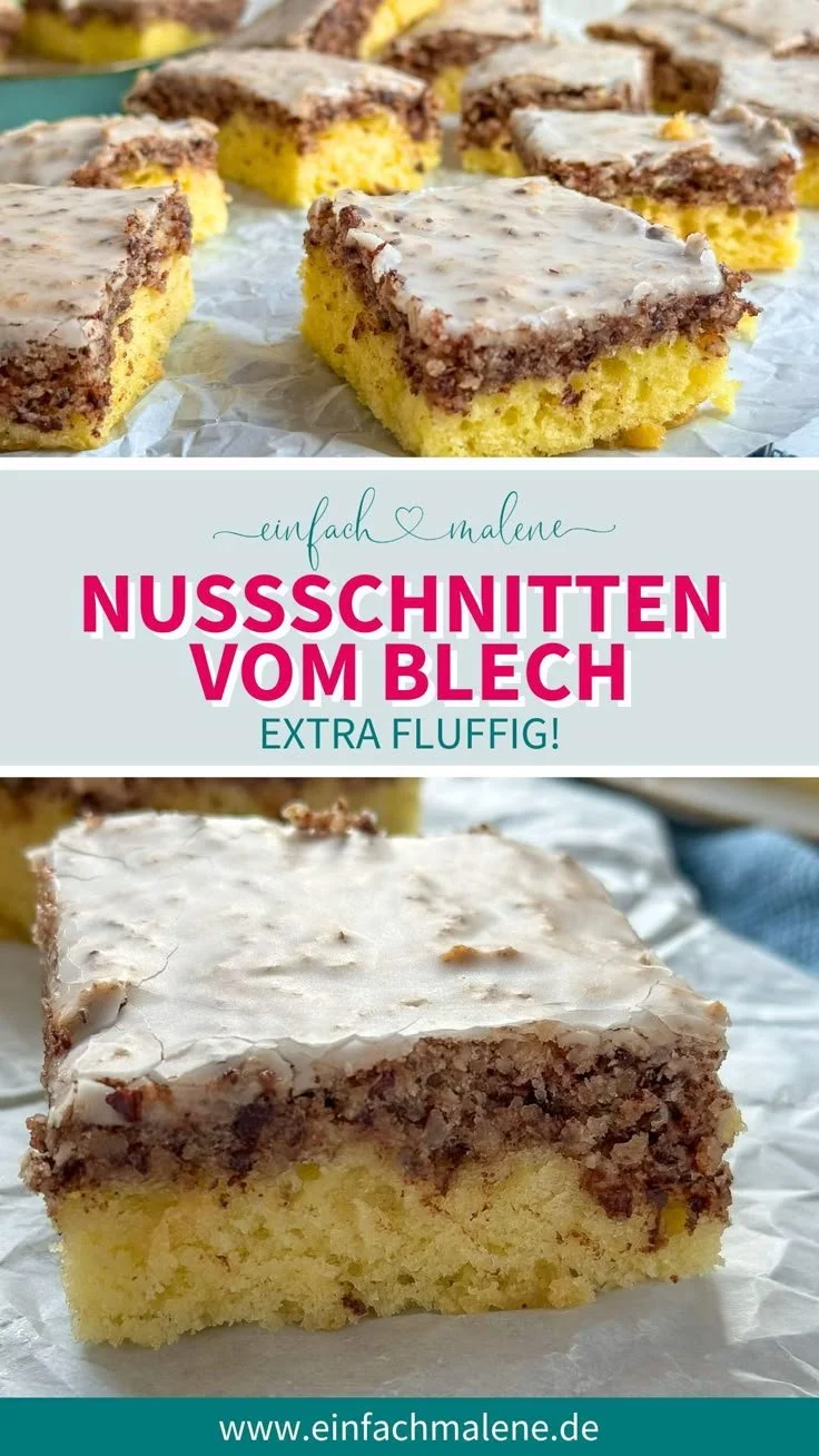 Nusschnitten vom Blech - köstlicher Blechkuchen für den besten Genuss