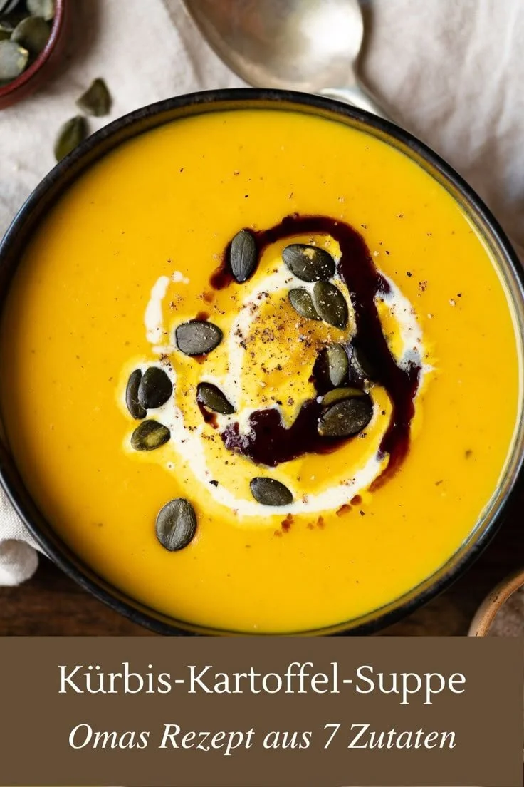 Omas Kürbis-Kartoffel-Suppe mit Möhren - einfaches Rezept mit 7 Zutaten