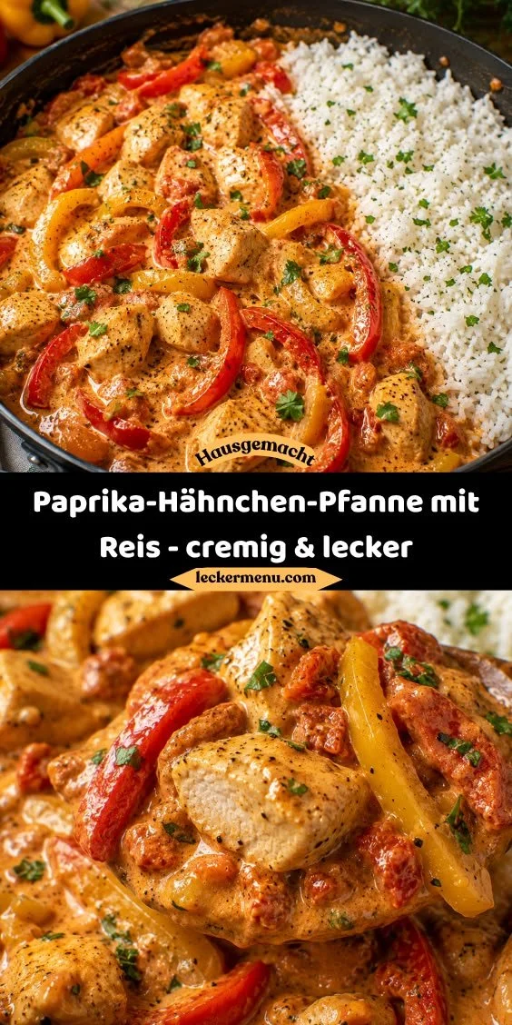 Paprika-Hähnchen-Pfanne mit Reis - ein köstliches und cremiges Rezept