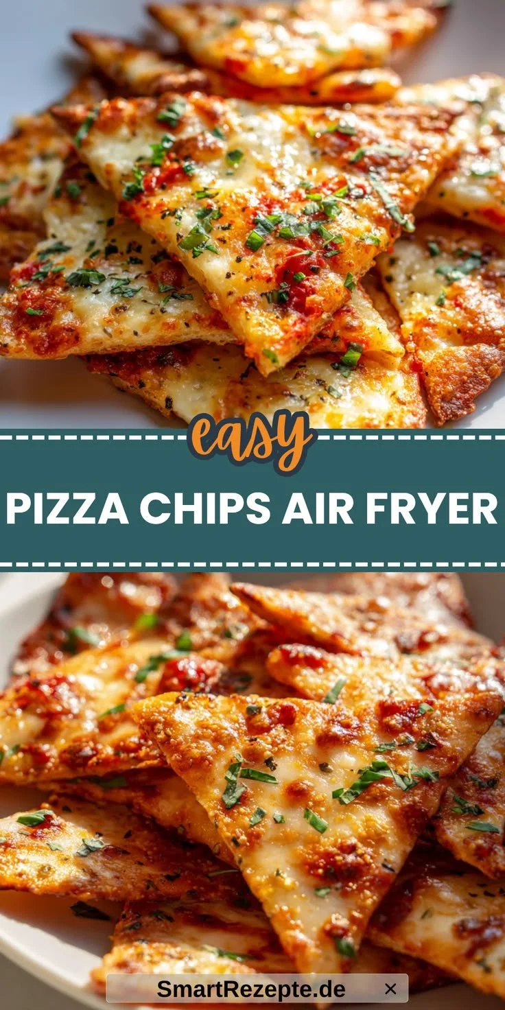 Selbstgemachte Pizza Chips aus dem Air Fryer auf einem Teller