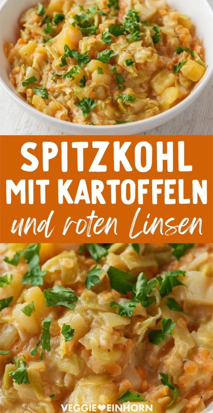 Vegetarisches Spitzkohl Rezept mit Kartoffeln und roten Linsen