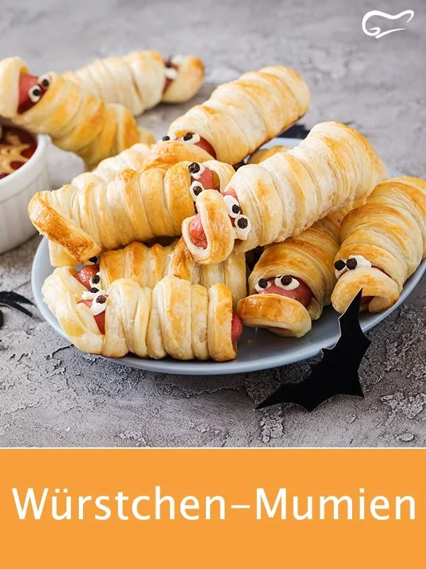 Würstchen-Mumien aus Teig für Halloween-Rezept